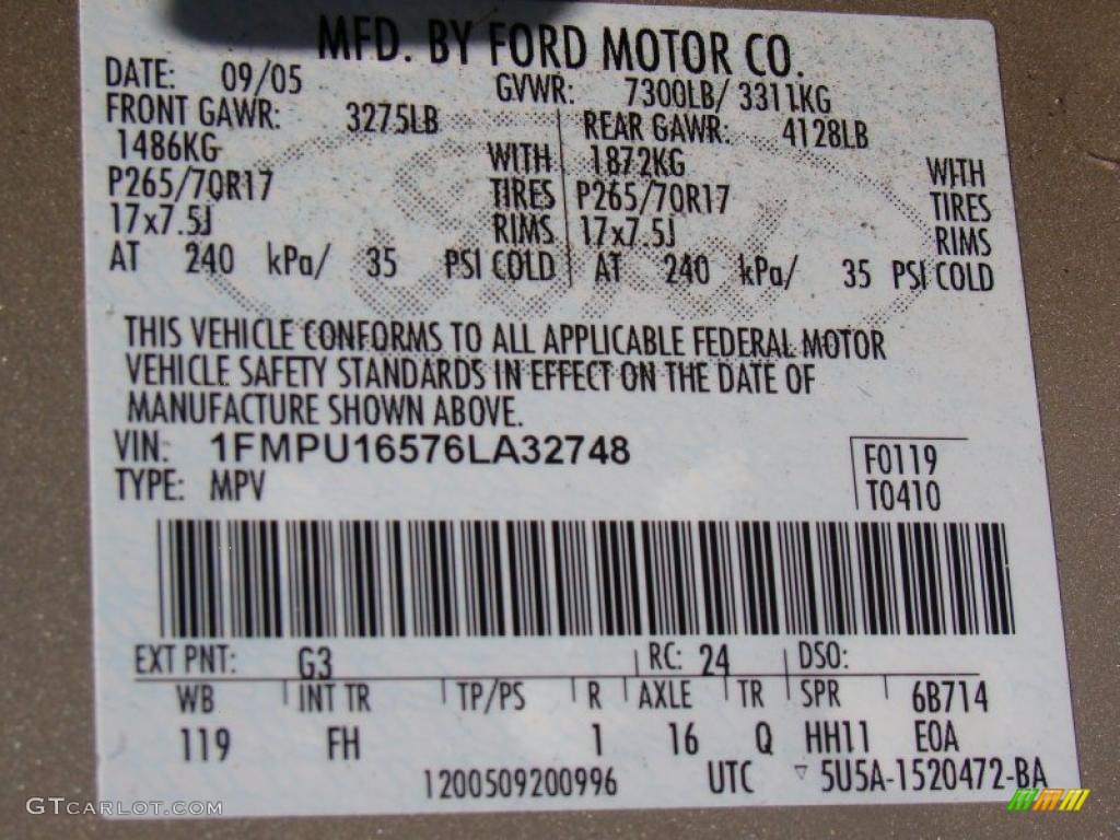 2006 Expedition Color Code G3 for Pueblo Gold Metallic Photo #52796860