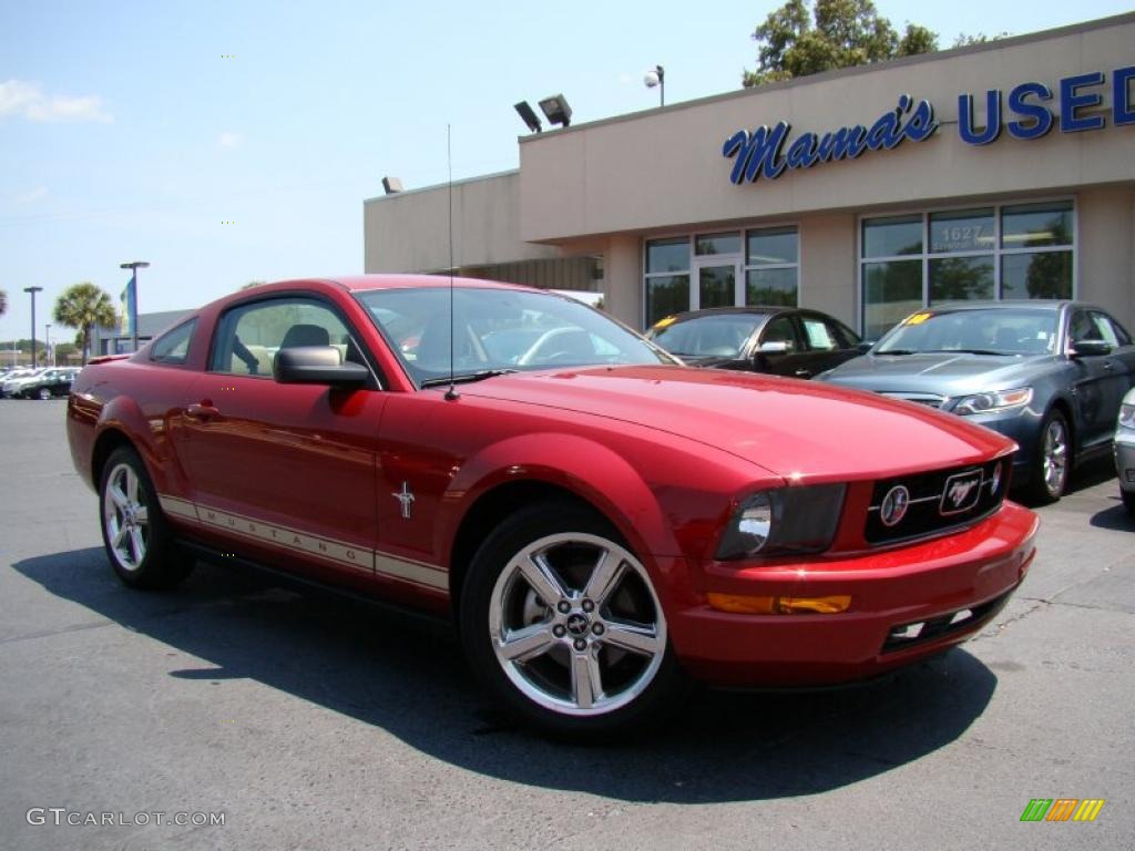 2008 Mustang V6 Premium Coupe - Dark Candy Apple Red / Medium Parchment photo #27