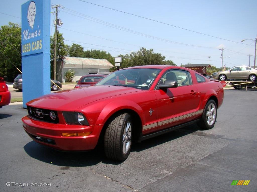 2008 Mustang V6 Premium Coupe - Dark Candy Apple Red / Medium Parchment photo #28