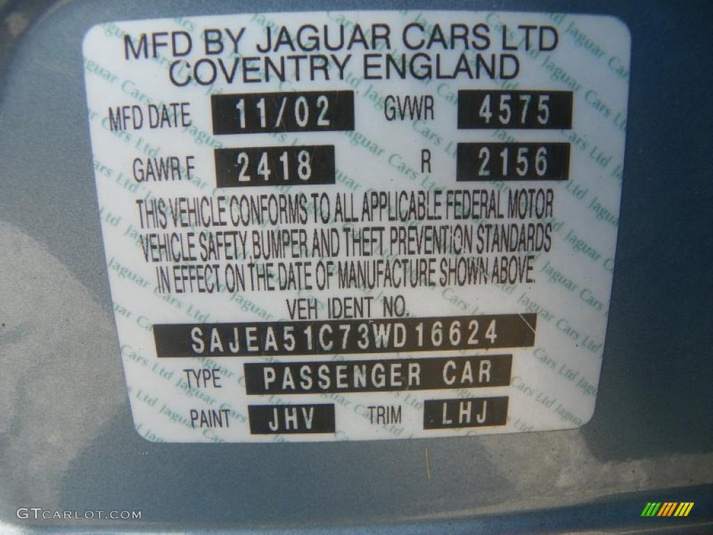 2003 Jaguar X-Type 3.0 Color Code Photos