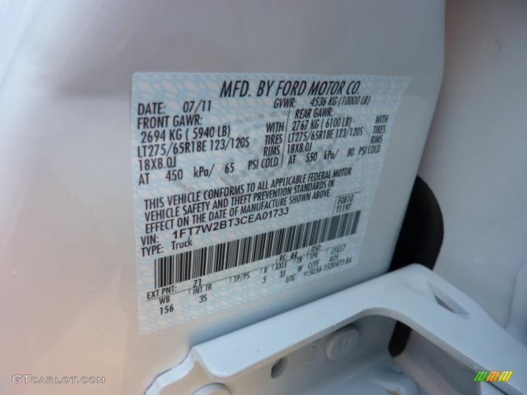 2012 F250 Super Duty Color Code Z1 for Oxford White Photo #52807864