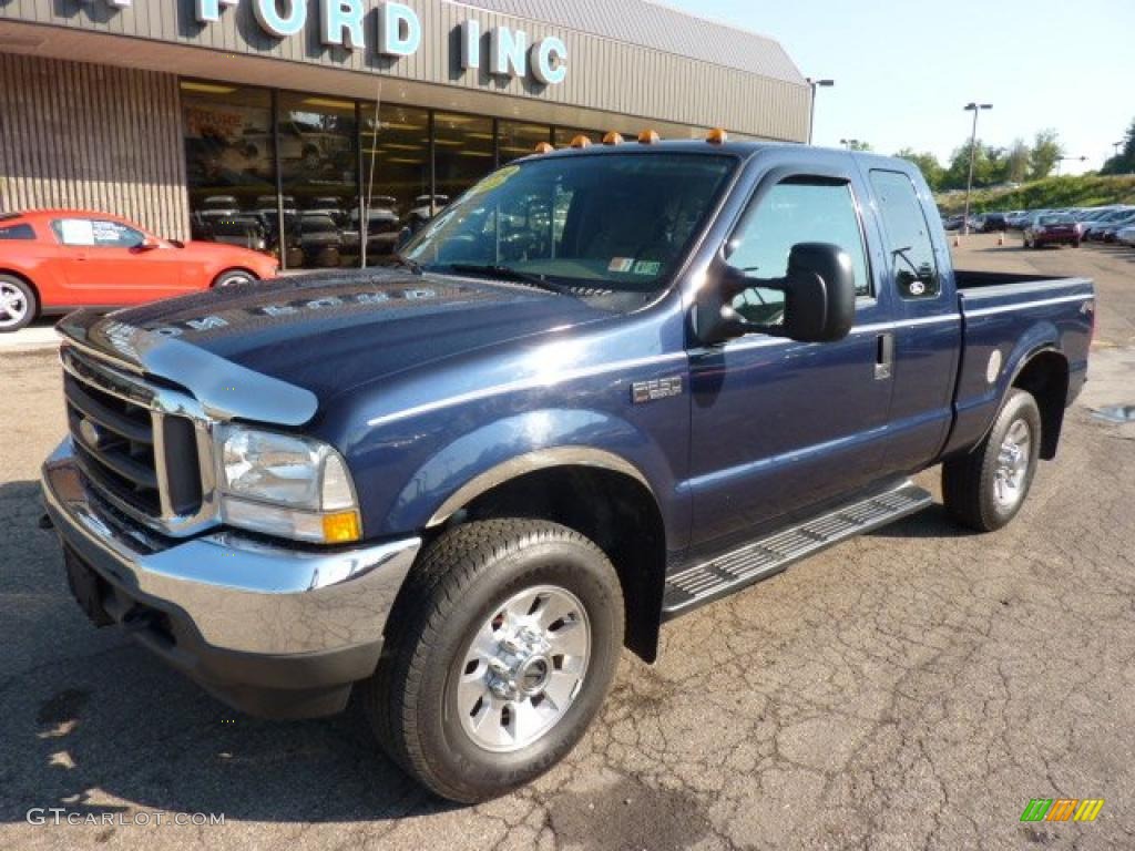 2004 F250 Super Duty XLT SuperCab 4x4 - True Blue Metallic / Medium Parchment photo #8