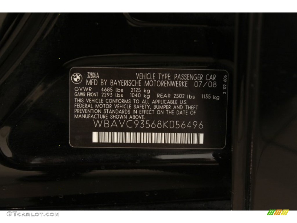 2008 3 Series 328xi Sedan - Jet Black / Black photo #20