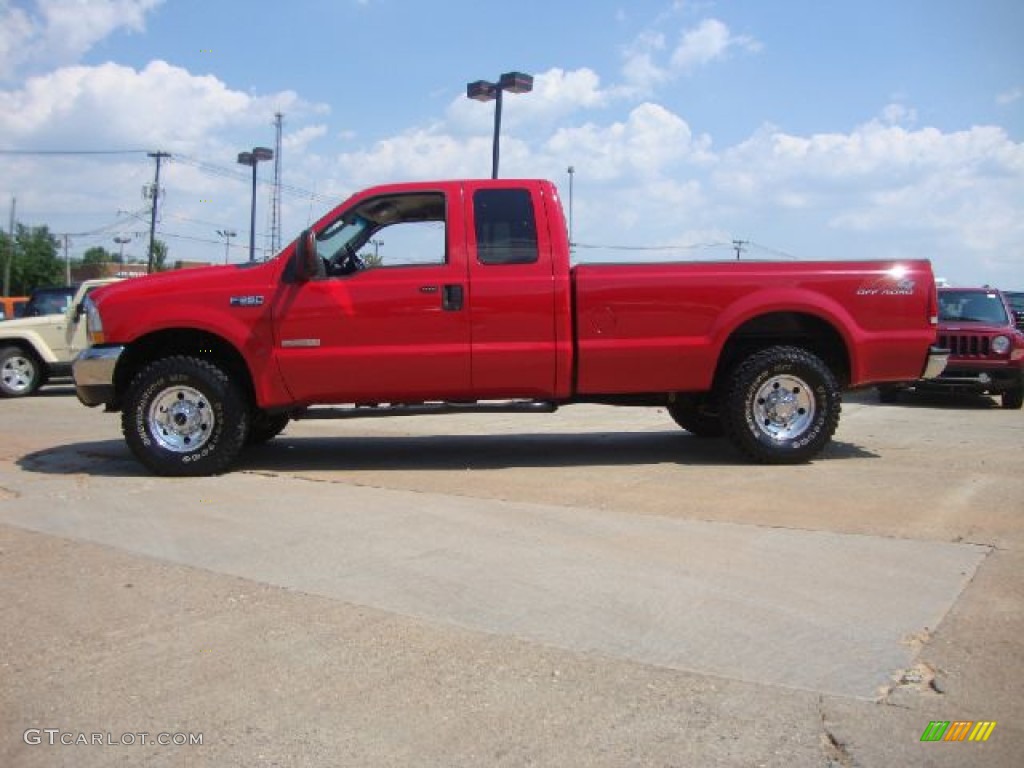 2004 F250 Super Duty XLT SuperCab 4x4 - Red / Medium Flint photo #6