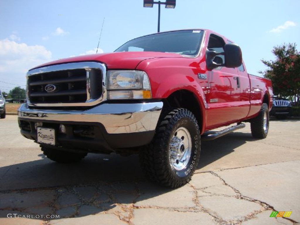 2004 F250 Super Duty XLT SuperCab 4x4 - Red / Medium Flint photo #7