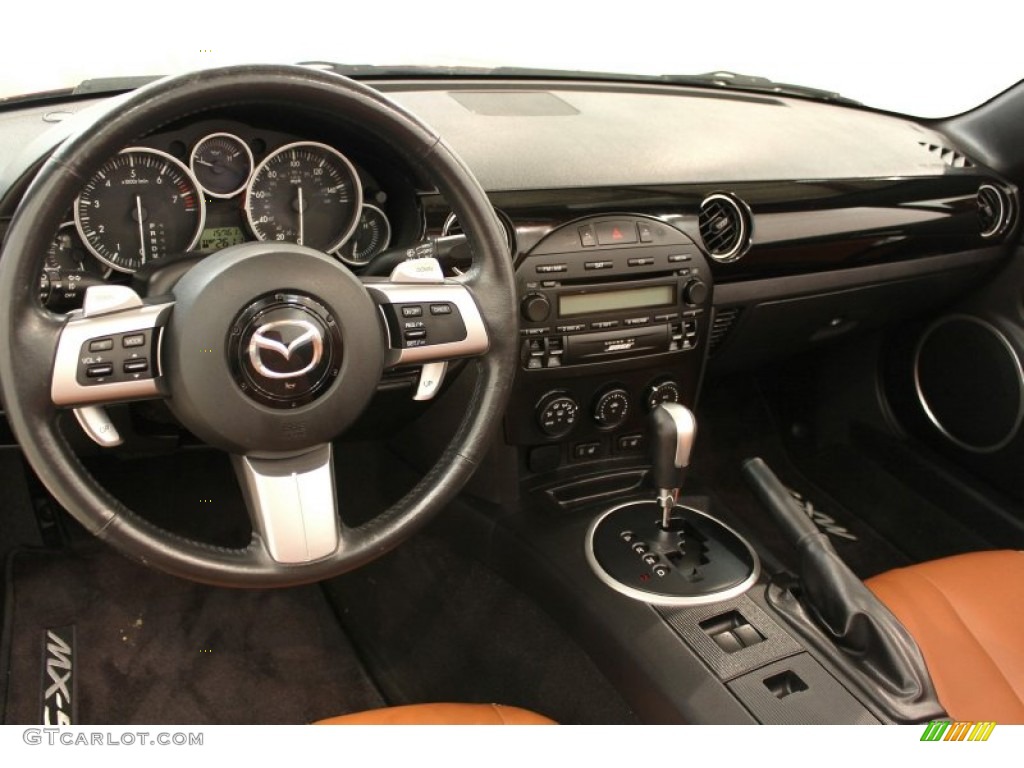 2008 Mazda MX-5 Miata Grand Touring Hardtop Roadster Saddle Brown Dashboard Photo #52815482