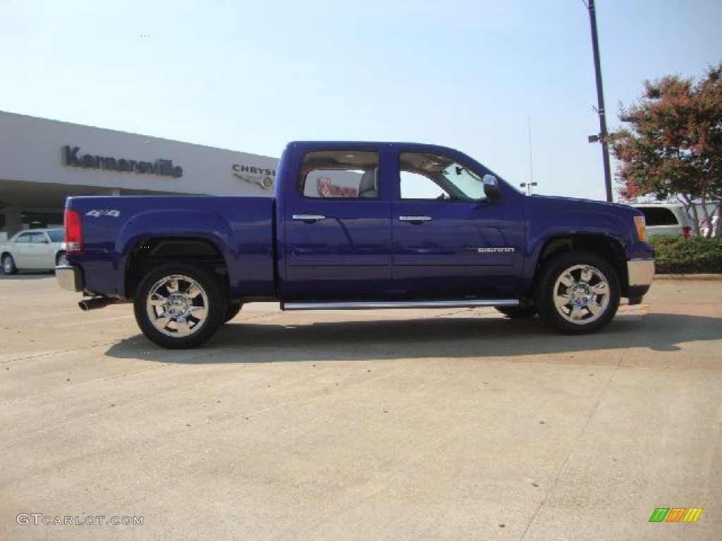 2010 Sierra 1500 SLT Crew Cab 4x4 - Laser Blue Metallic / Dark Titanium/Light Titanium photo #2