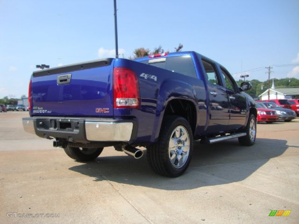 2010 Sierra 1500 SLT Crew Cab 4x4 - Laser Blue Metallic / Dark Titanium/Light Titanium photo #3