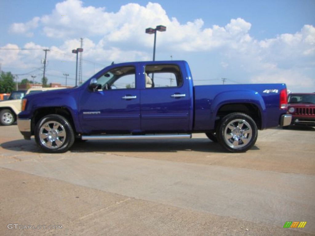 2010 Sierra 1500 SLT Crew Cab 4x4 - Laser Blue Metallic / Dark Titanium/Light Titanium photo #6