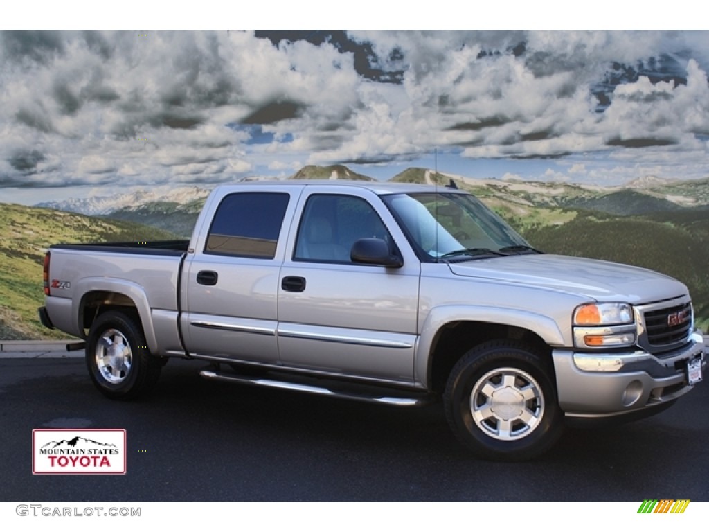 2006 Sierra 1500 SLT Z71 Crew Cab 4x4 - Silver Birch Metallic / Stone Gray leather photo #1