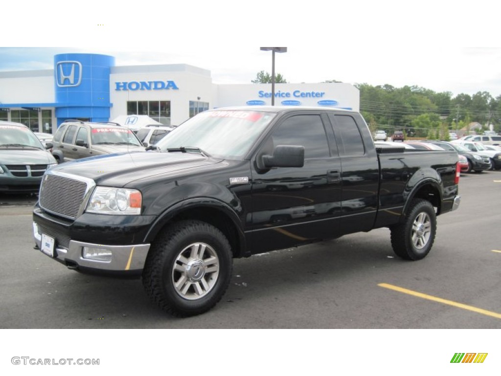 2004 F150 Lariat SuperCab 4x4 - Black / Black photo #1