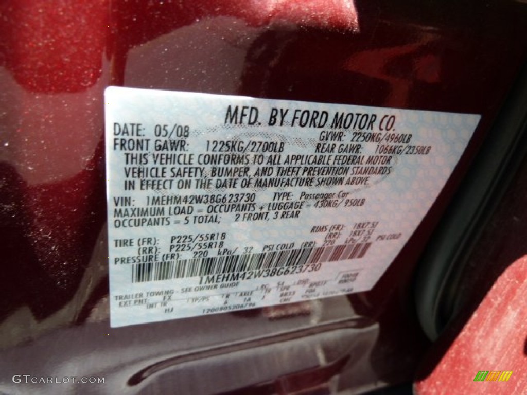 2008 Sable Premier Sedan - Merlot Metallic / Medium Light Stone photo #14