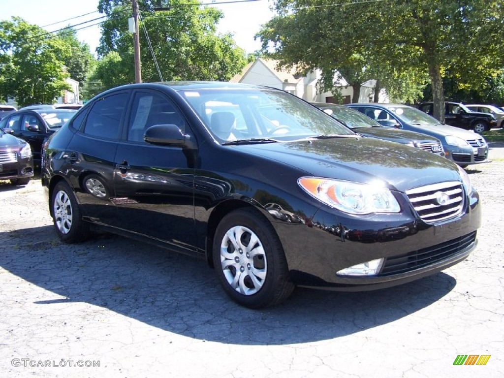 2009 Elantra SE Sedan - Black Pearl / Gray photo #3