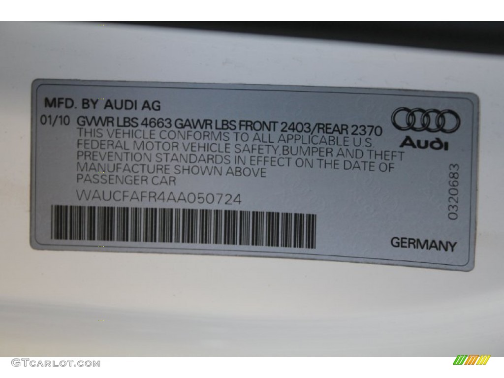 2010 Audi A5 2.0T quattro Coupe Info Tag Photo #52838463