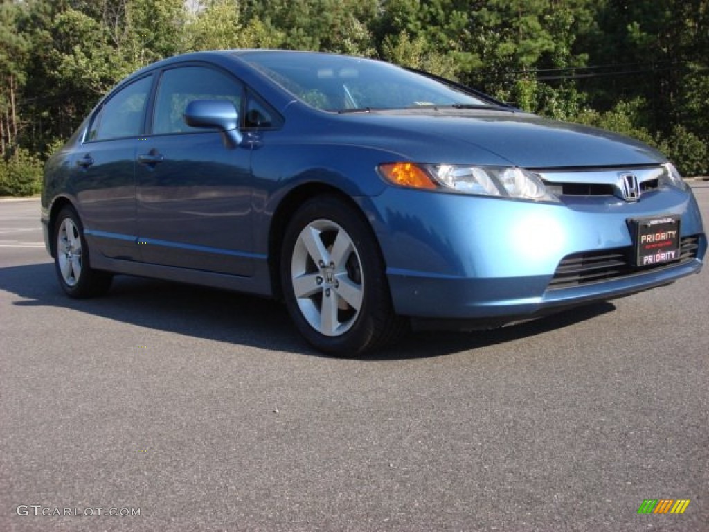 2007 Civic EX Sedan - Atomic Blue Metallic / Gray photo #7