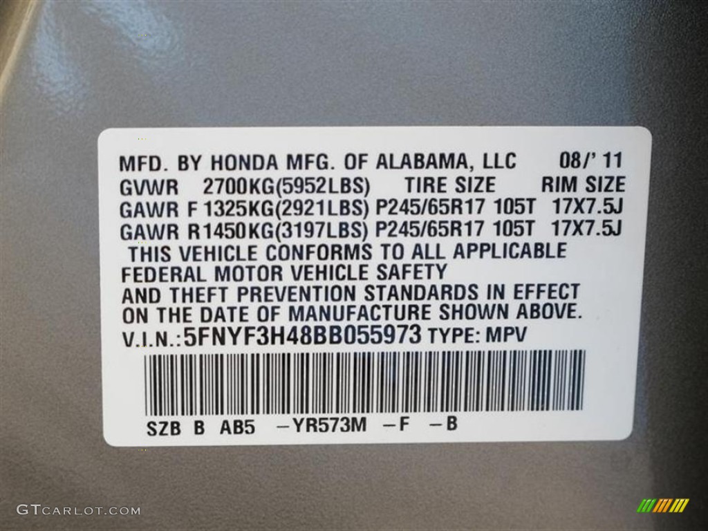 2011 Pilot Color Code YR573M for Mocha Metallic Photo #52858734