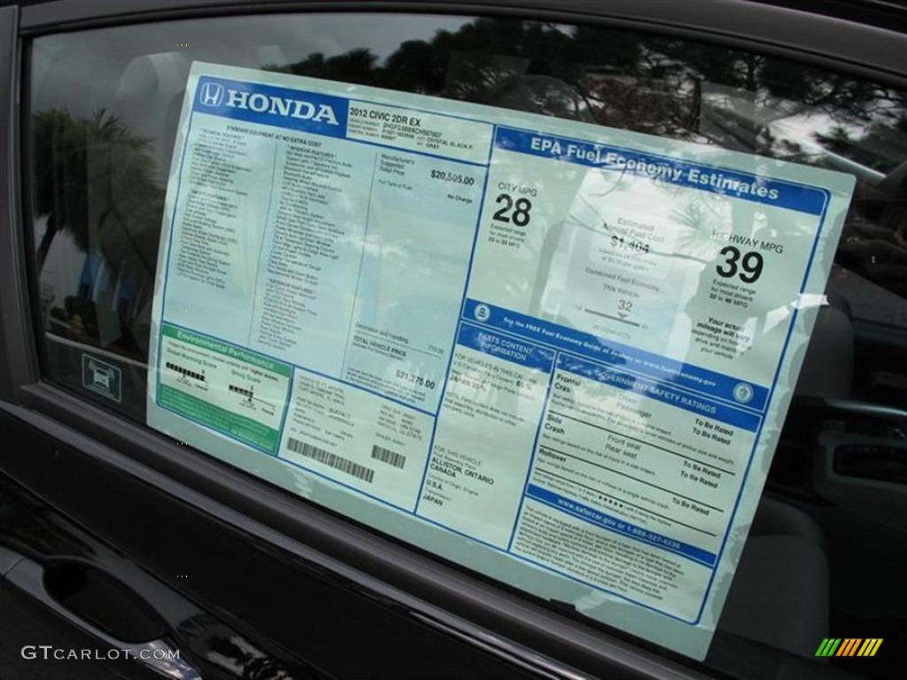 2012 Honda Civic EX Coupe Window Sticker Photo #52861392