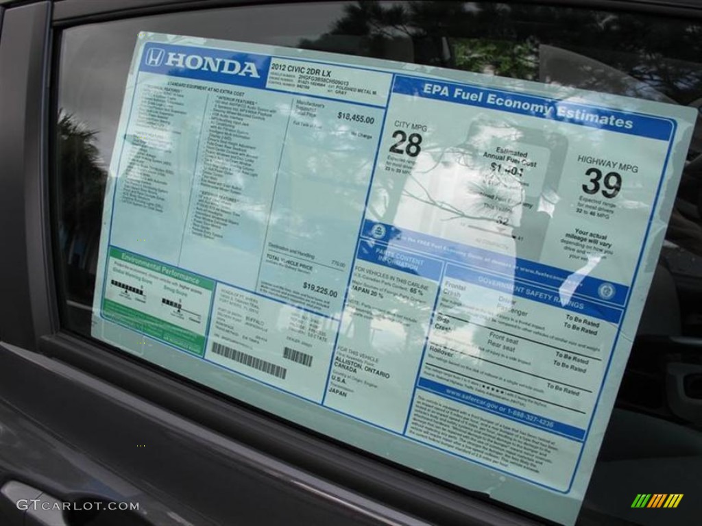 2012 Honda Civic LX Coupe Window Sticker Photos