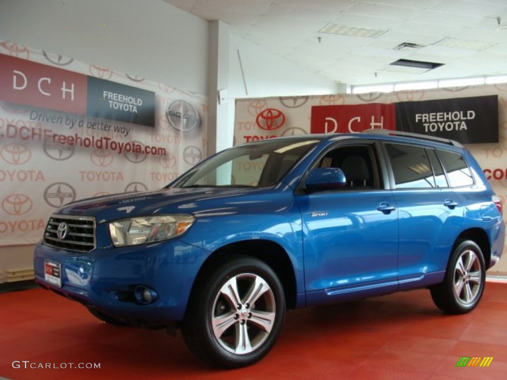 2008 Highlander Sport 4WD - Blue Streak Metallic / Ash Gray photo #1