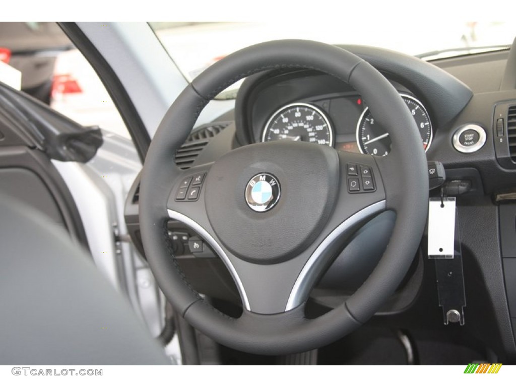 2012 BMW 1 Series 128i Coupe Black Steering Wheel Photo #52869645