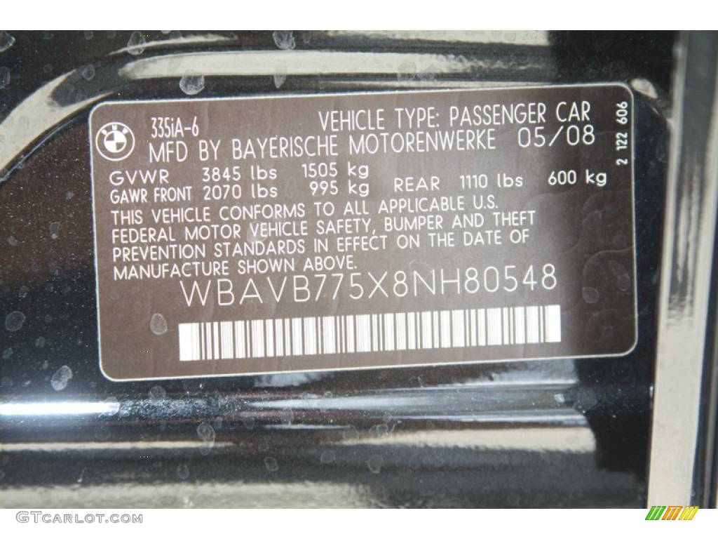 2008 3 Series 335i Sedan - Black Sapphire Metallic / Terra Dakota Leather photo #7
