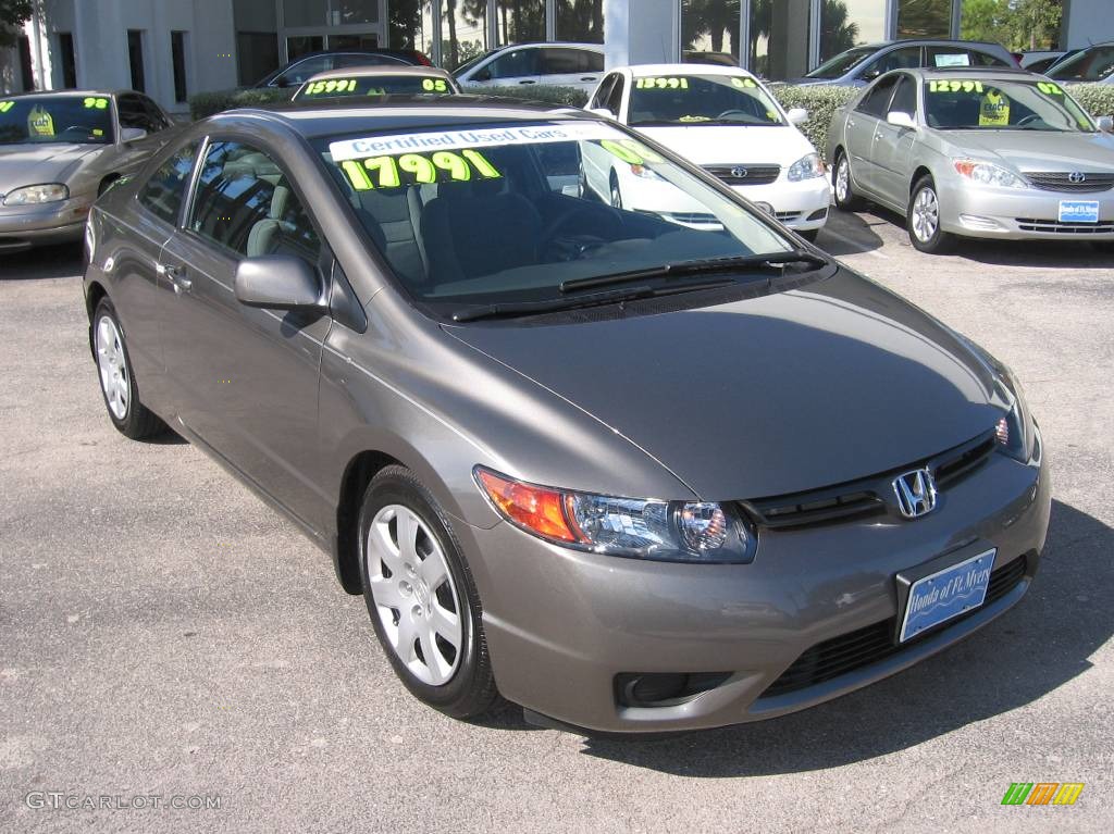 2008 Civic LX Coupe - Galaxy Gray Metallic / Gray photo #1