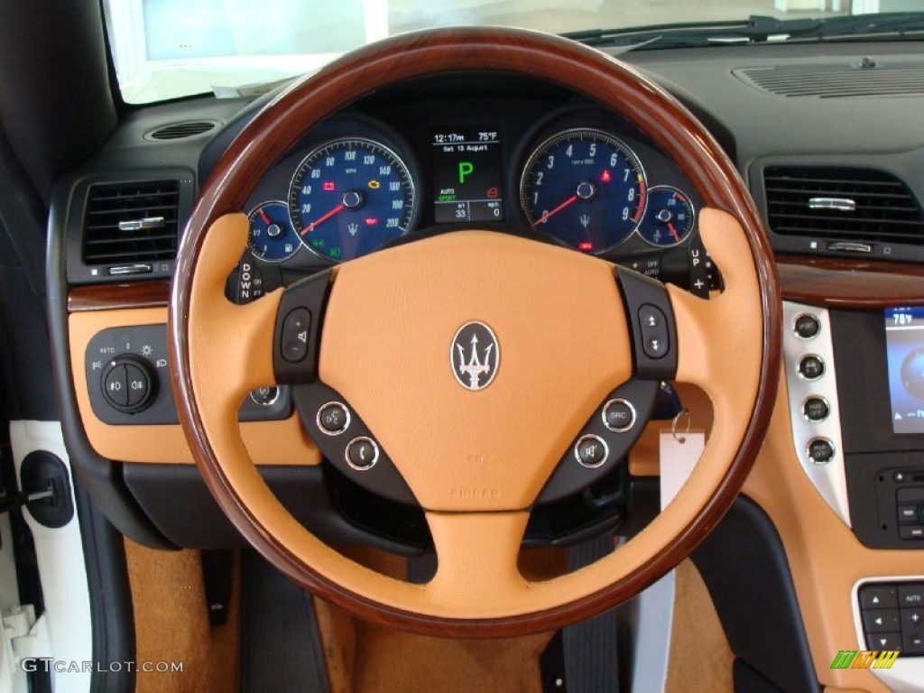 2011 Maserati GranTurismo Convertible GranCabrio Cuoio Steering Wheel Photo #52885716