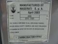2003 Maserati Coupe Cambiocorsa Info Tag