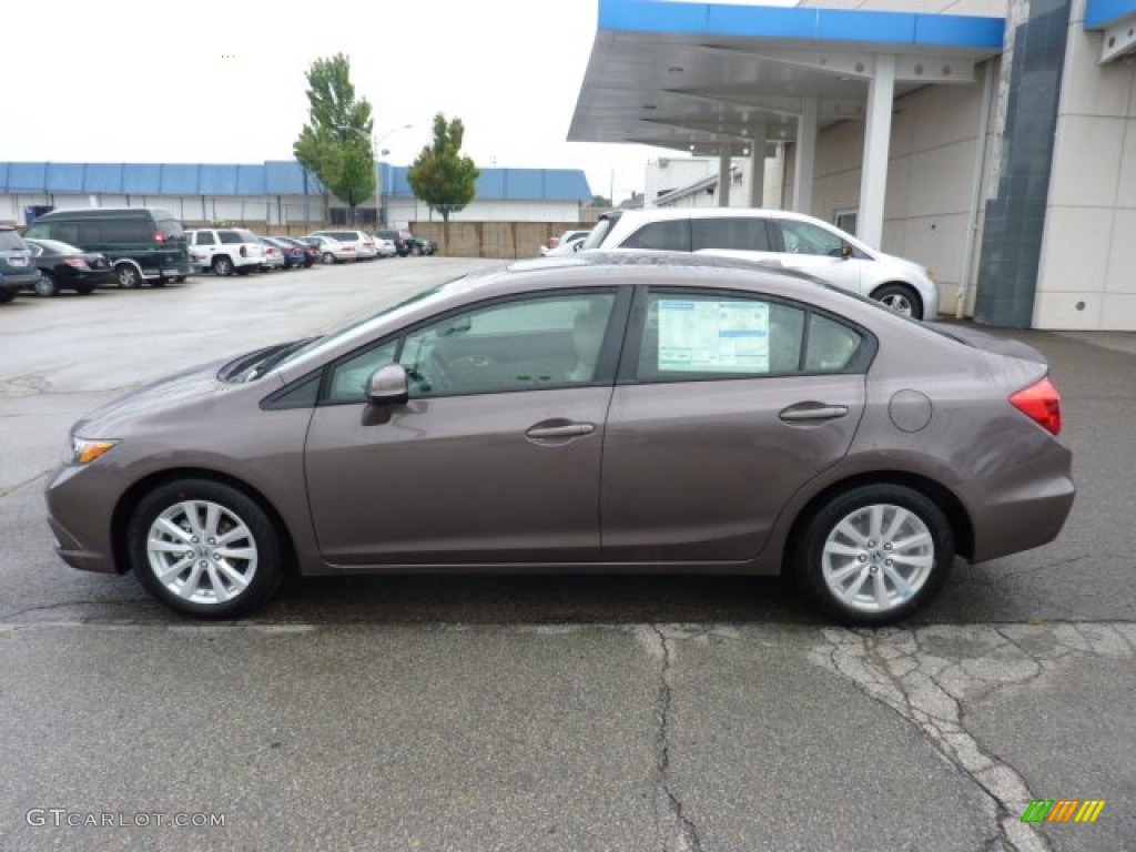 2012 Civic EX-L Sedan - Urban Titanium Metallic / Beige photo #2