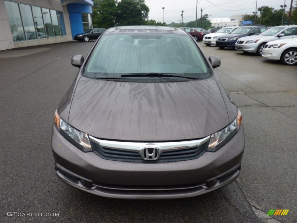 2012 Civic EX-L Sedan - Urban Titanium Metallic / Beige photo #8