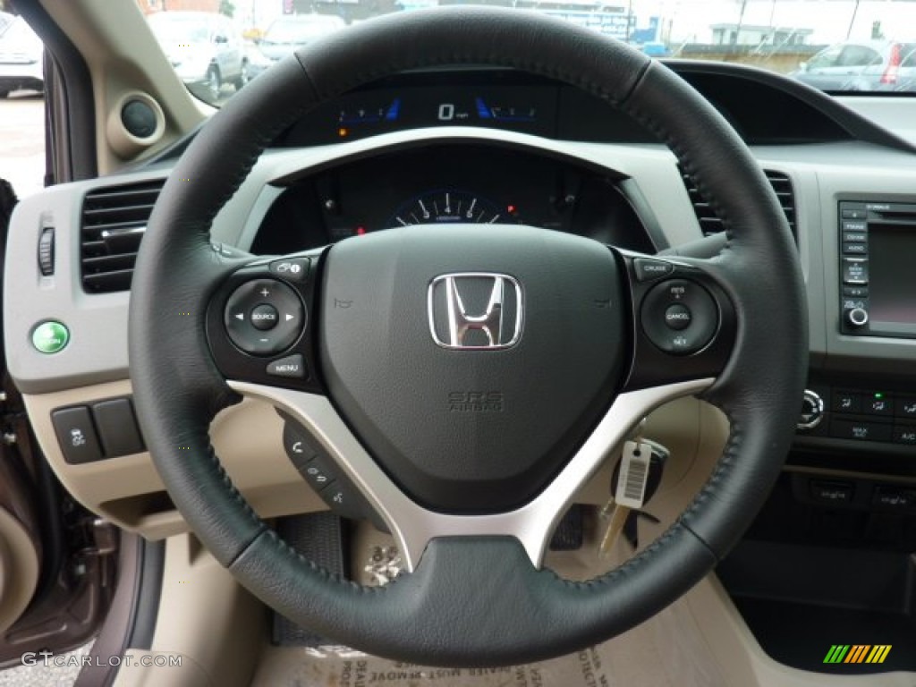 2012 Honda Civic EX-L Sedan Beige Steering Wheel Photo #52899885