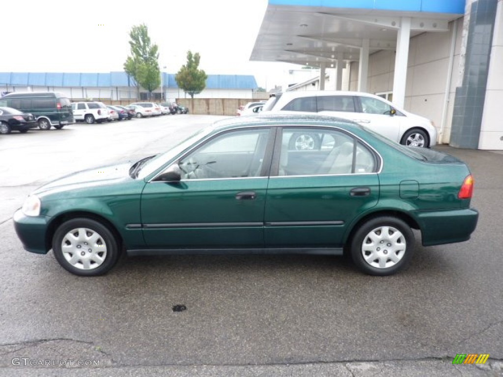 1999 Civic LX Sedan - Clover Green Pearl / Beige photo #2