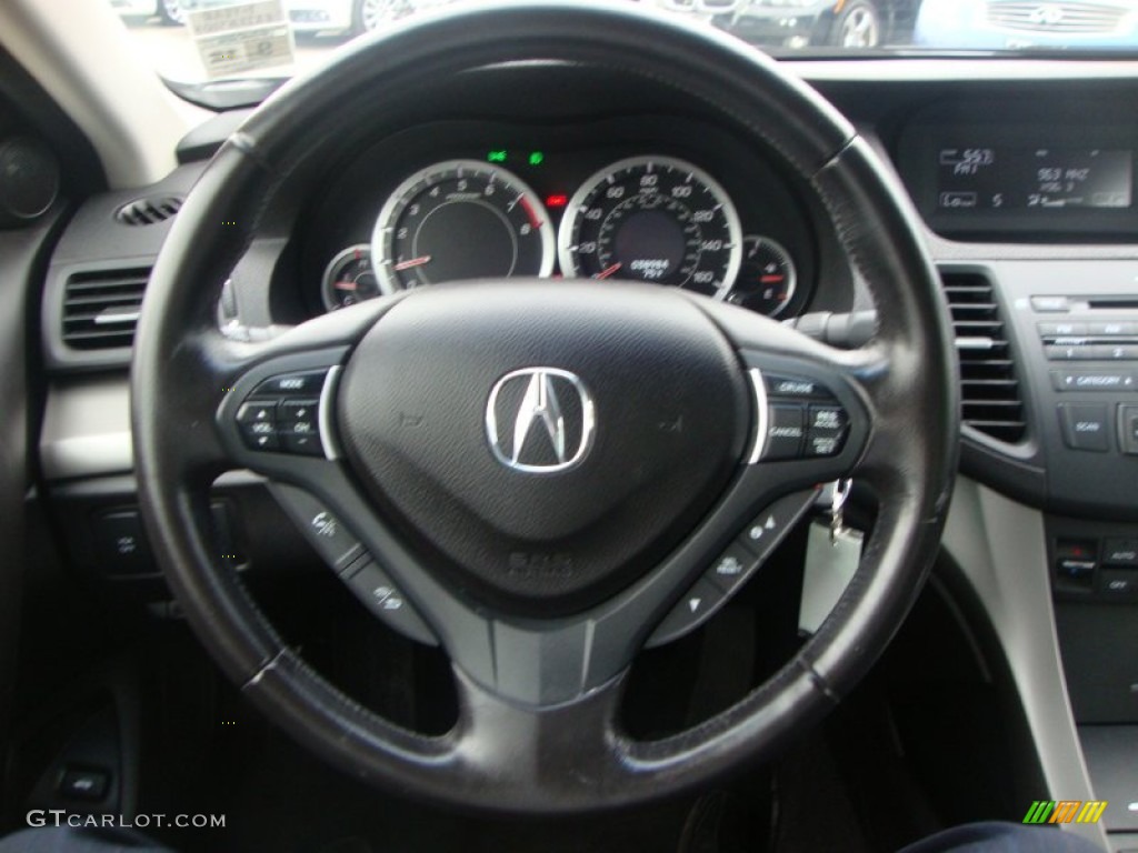 2009 Acura TSX Sedan Ebony Steering Wheel Photo #52902072