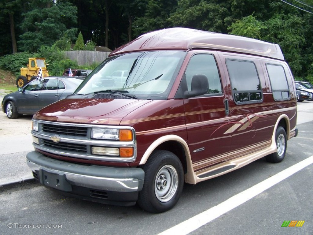 Dark Carmine Red Metallic 1998 Chevrolet Chevy Van G10 Passenger Conversion Exterior Photo #52903158