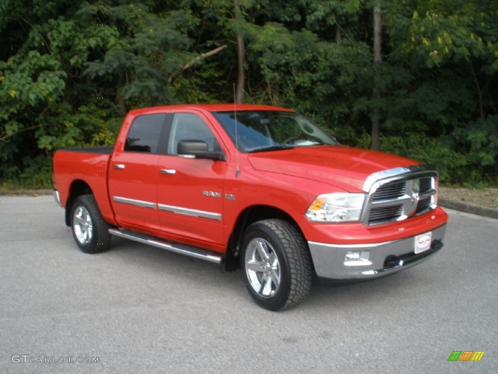 2010 Ram 1500 Big Horn Crew Cab 4x4 - Flame Red / Dark Slate/Medium Graystone photo #1