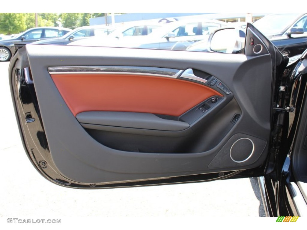 2010 Audi S5 4.2 FSI quattro Coupe Tuscan Brown Silk Nappa Leather Door Panel Photo #52905621