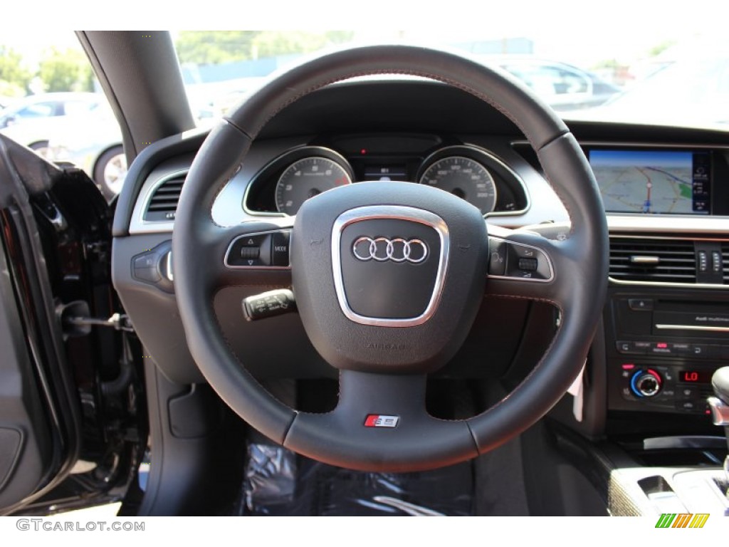 2010 Audi S5 4.2 FSI quattro Coupe Tuscan Brown Silk Nappa Leather Steering Wheel Photo #52905699