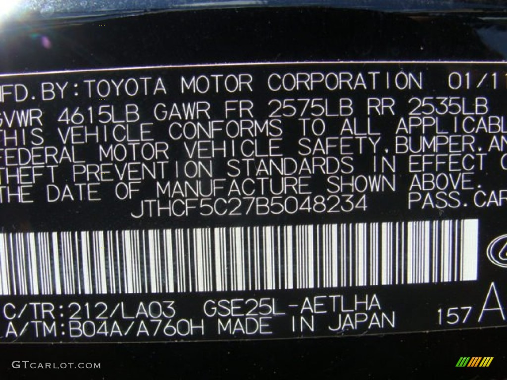 2011 IS Color Code 212 for Obsidian Black Photo #52907349