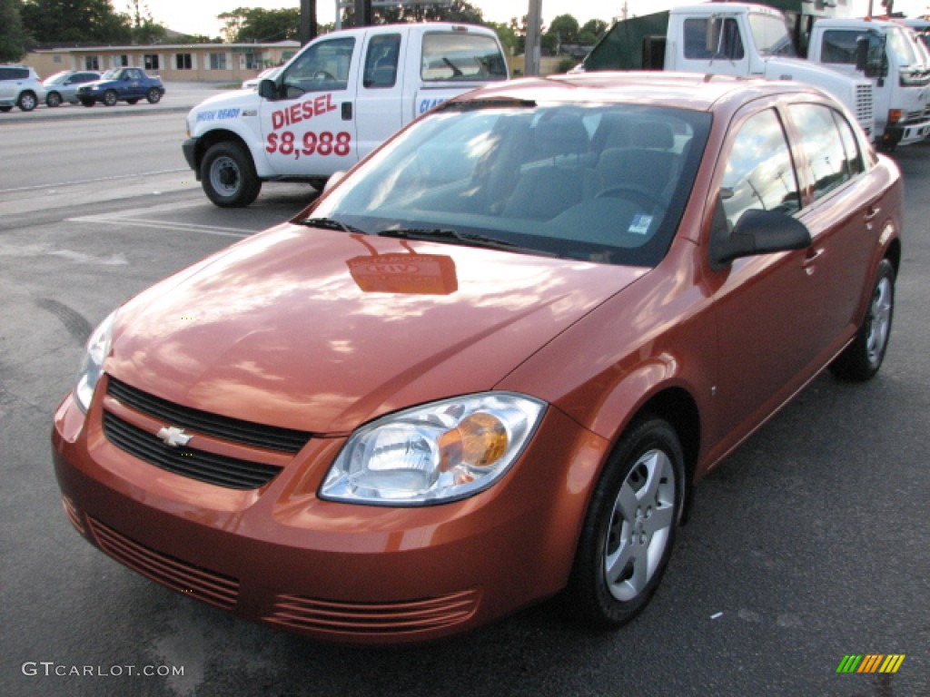 2007 Cobalt LS Sedan - Sunburst Orange Metallic / Gray photo #3