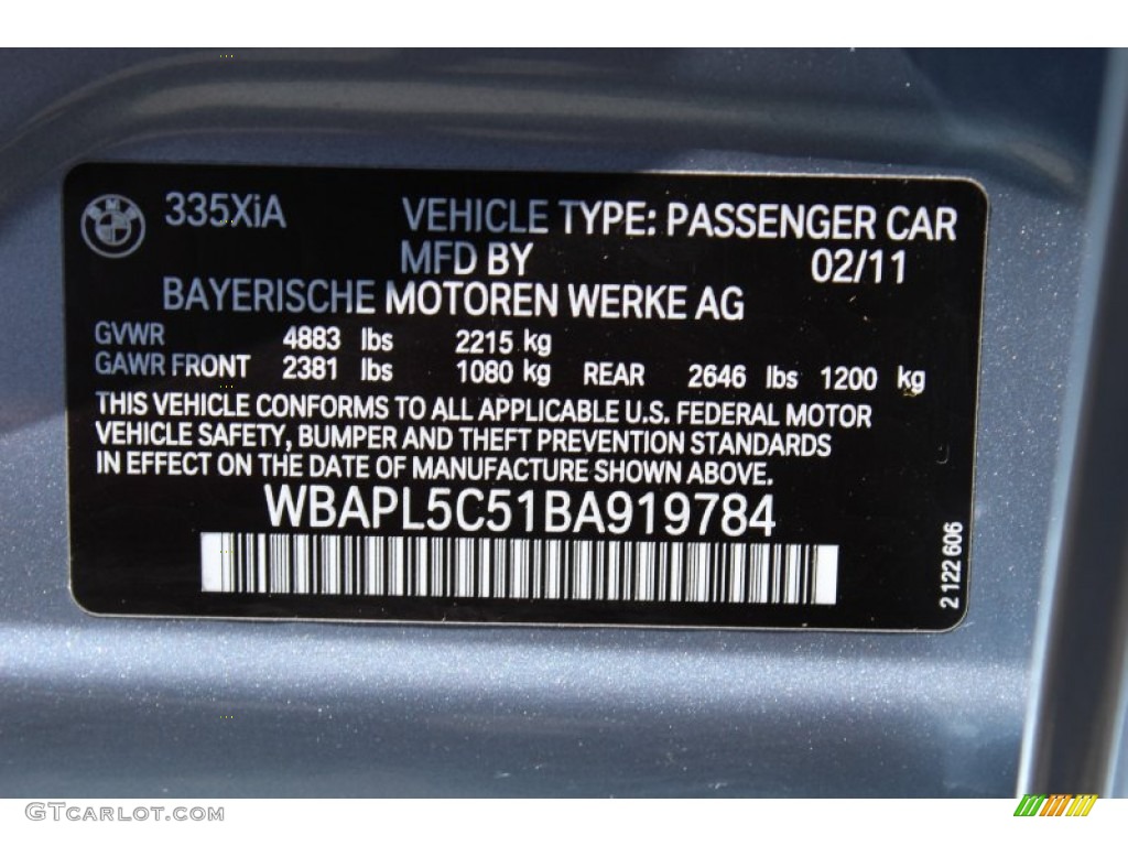 2011 3 Series 335i xDrive Sedan - Blue Water Metallic / Gray Dakota Leather photo #29