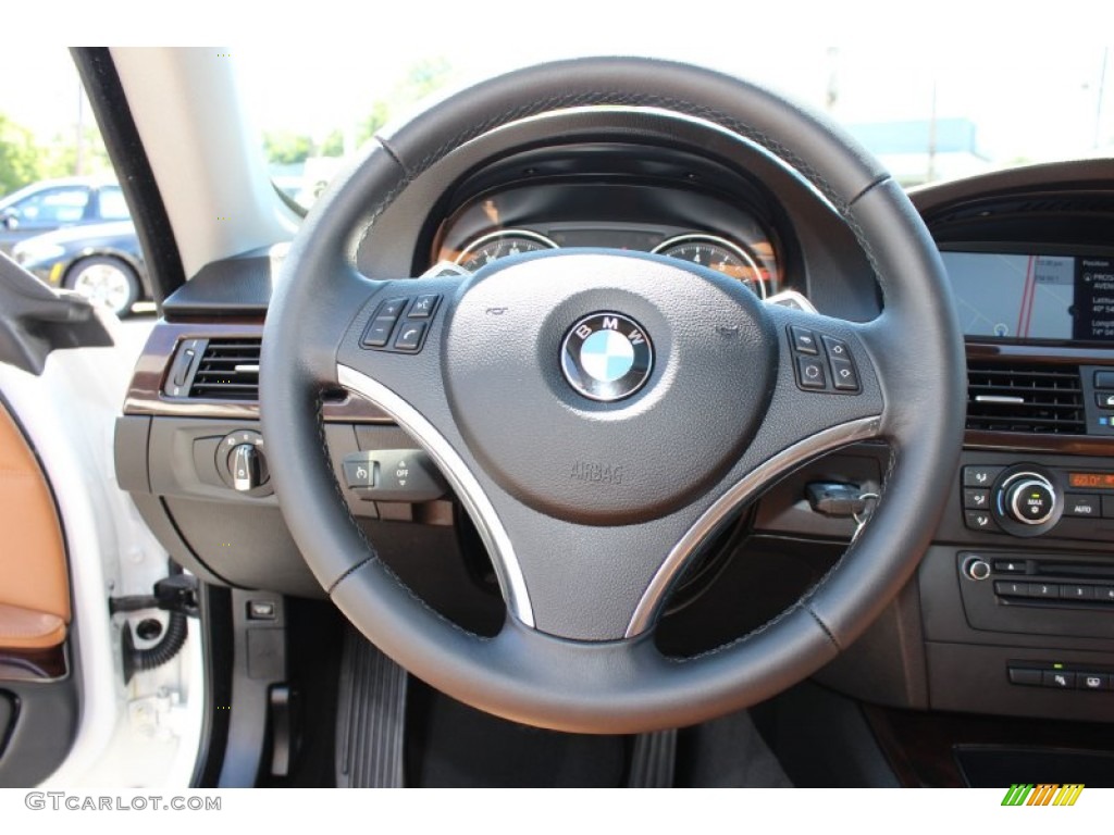 2011 BMW 3 Series 335i Coupe Saddle Brown Dakota Leather Steering Wheel Photo #52909980