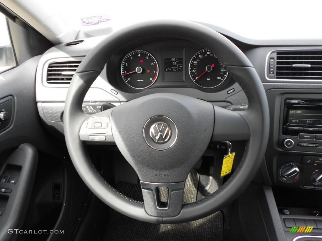2012 Volkswagen Jetta SE Sedan Titan Black Steering Wheel Photo #52913862