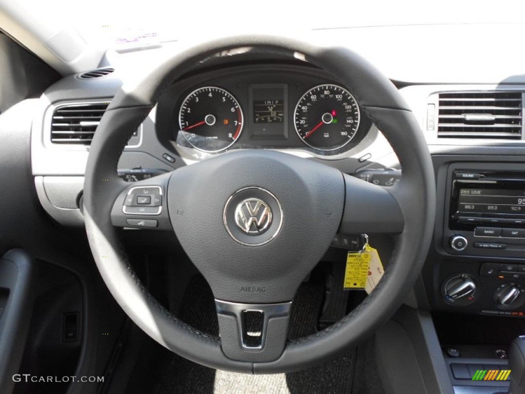 2012 Volkswagen Jetta SE Sedan Titan Black Steering Wheel Photo #52914895