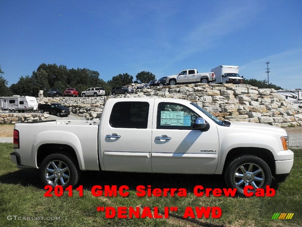 2011 Sierra 1500 Denali Crew Cab 4x4 - White Diamond Tricoat / Ebony photo #1