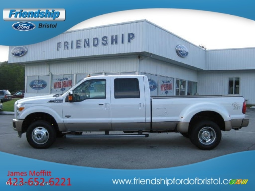 2012 F350 Super Duty King Ranch Crew Cab 4x4 Dually - White Platinum Metallic Tri-Coat / Chaparral Leather photo #1