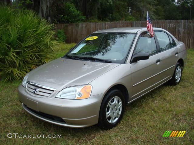 2001 Civic LX Sedan - Titanium Metallic / Beige photo #1