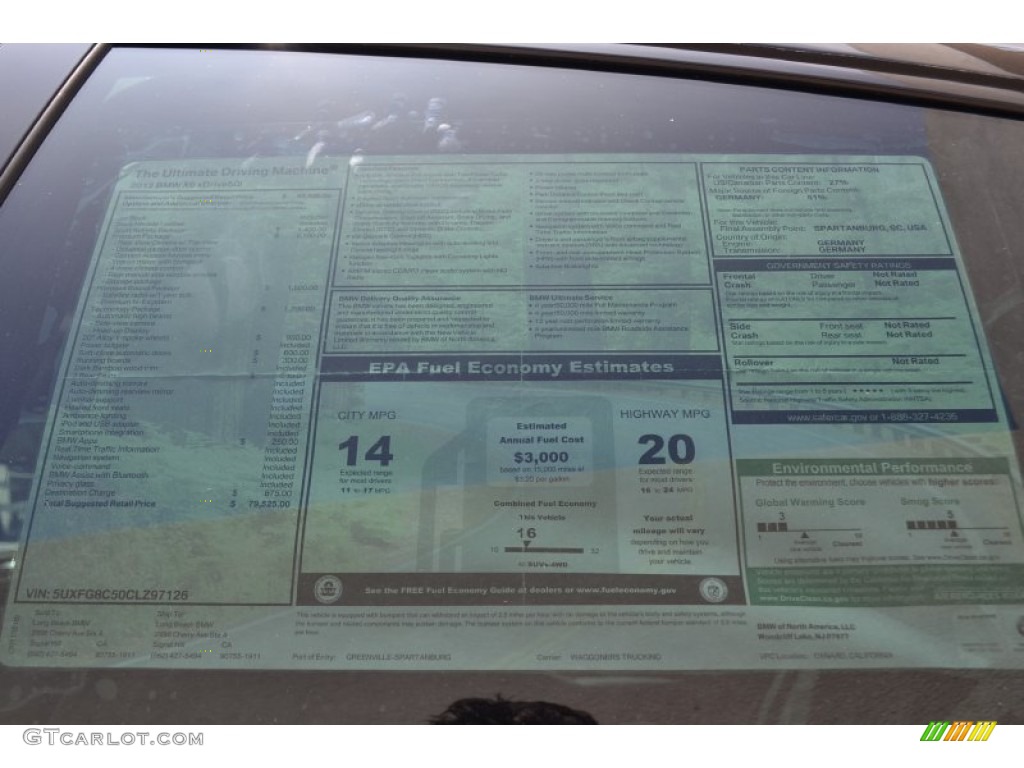 2012 BMW X6 xDrive50i Window Sticker Photo #52933374