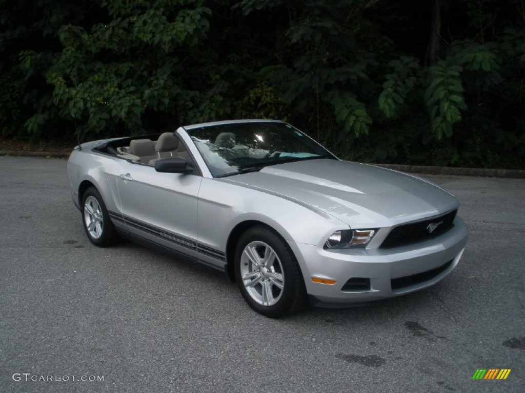 2010 Mustang V6 Convertible - Brilliant Silver Metallic / Stone photo #1