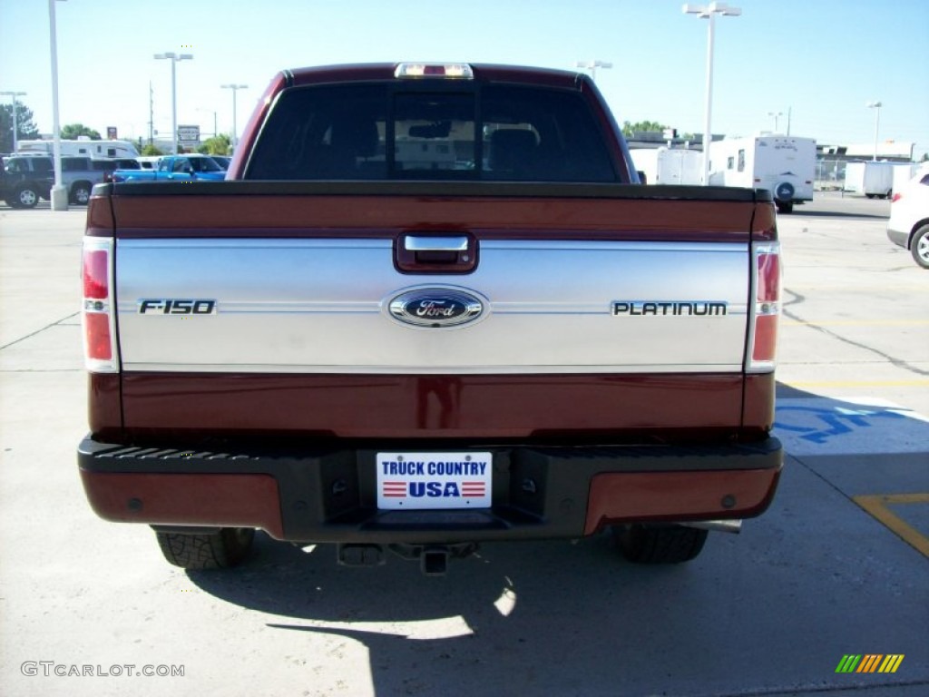 2009 F150 Platinum SuperCrew 4x4 - Royal Red Metallic / Sienna Brown Leather/Black photo #3