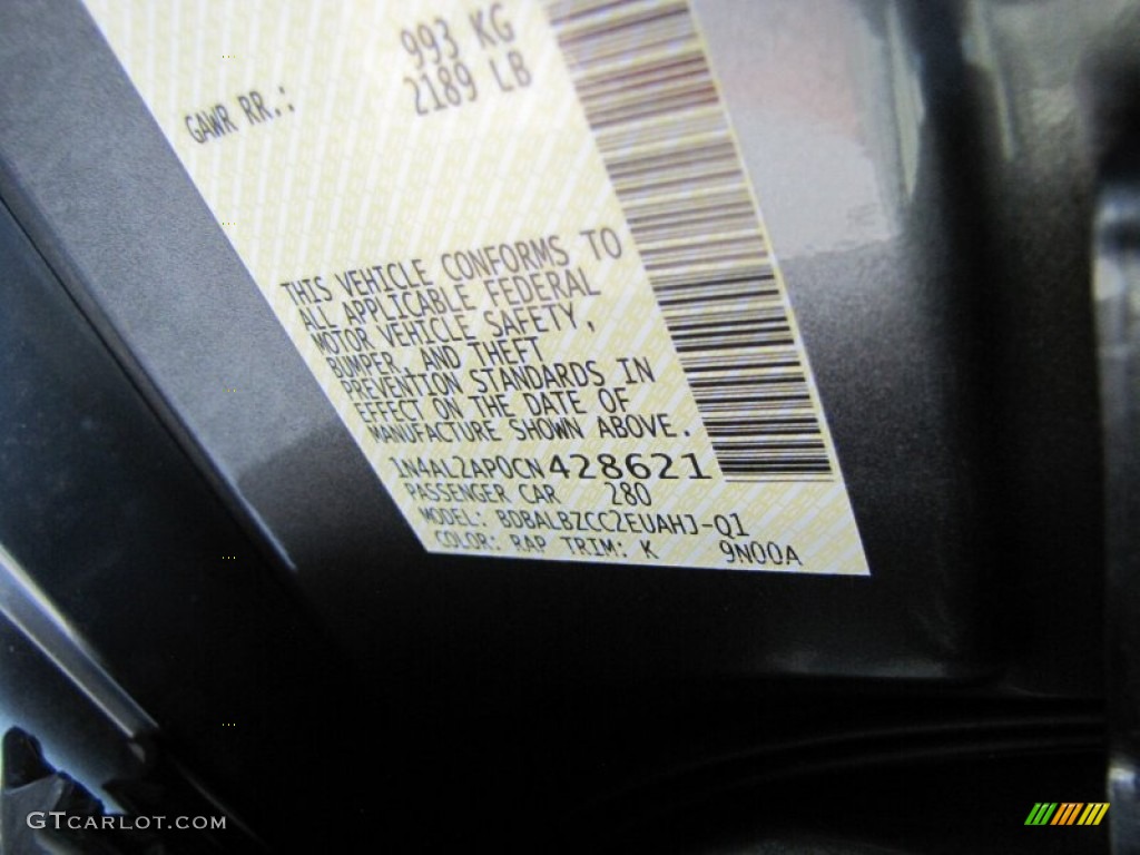 2012 Altima Color Code RAP for Ocean Gray Photo #52943460